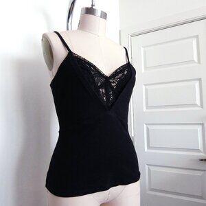 Free People Black Lace Inset Camisole Tank Top | Size M